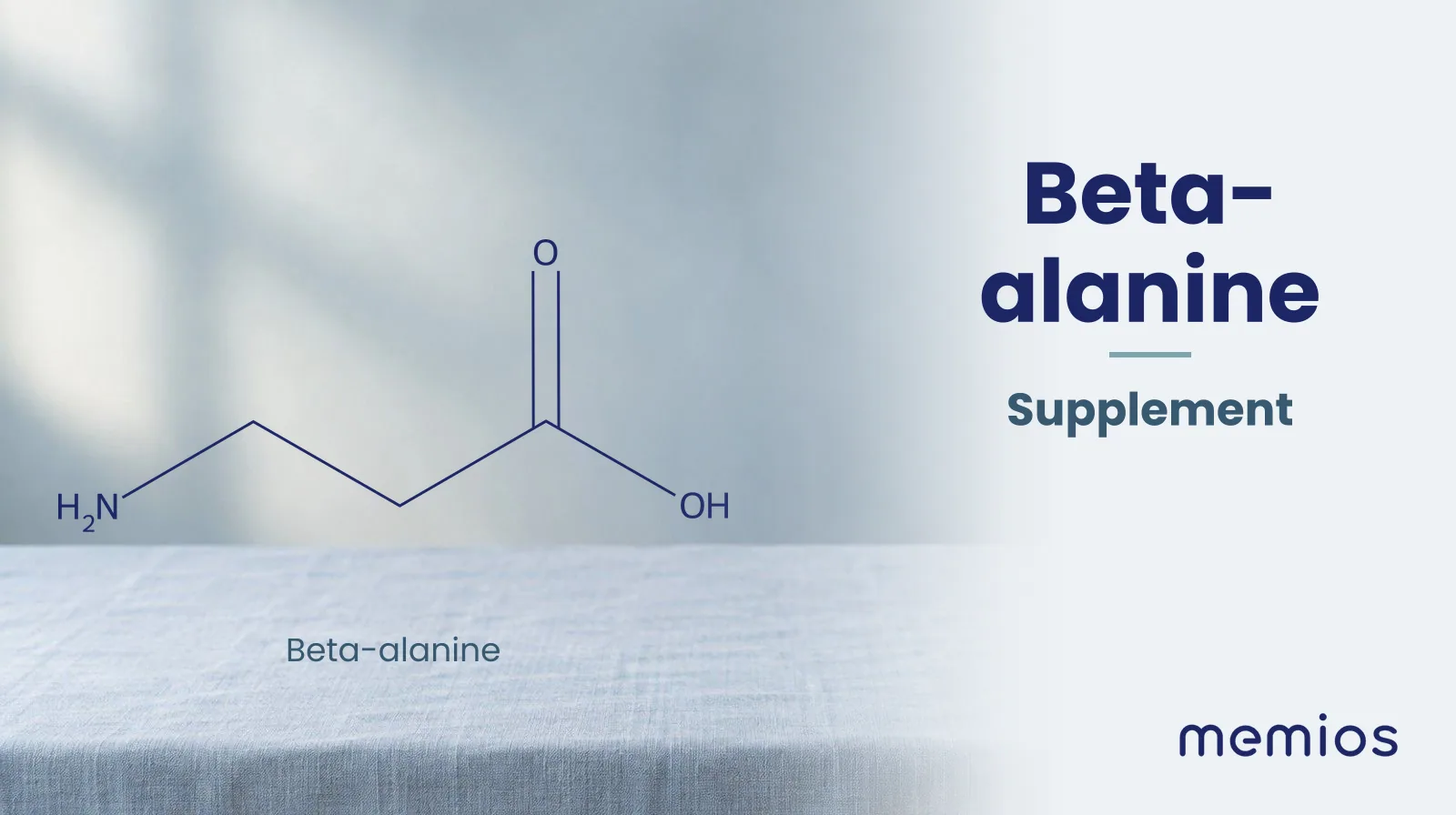 Chemical structure of Beta-alanine, drawn in navy on pale linen.