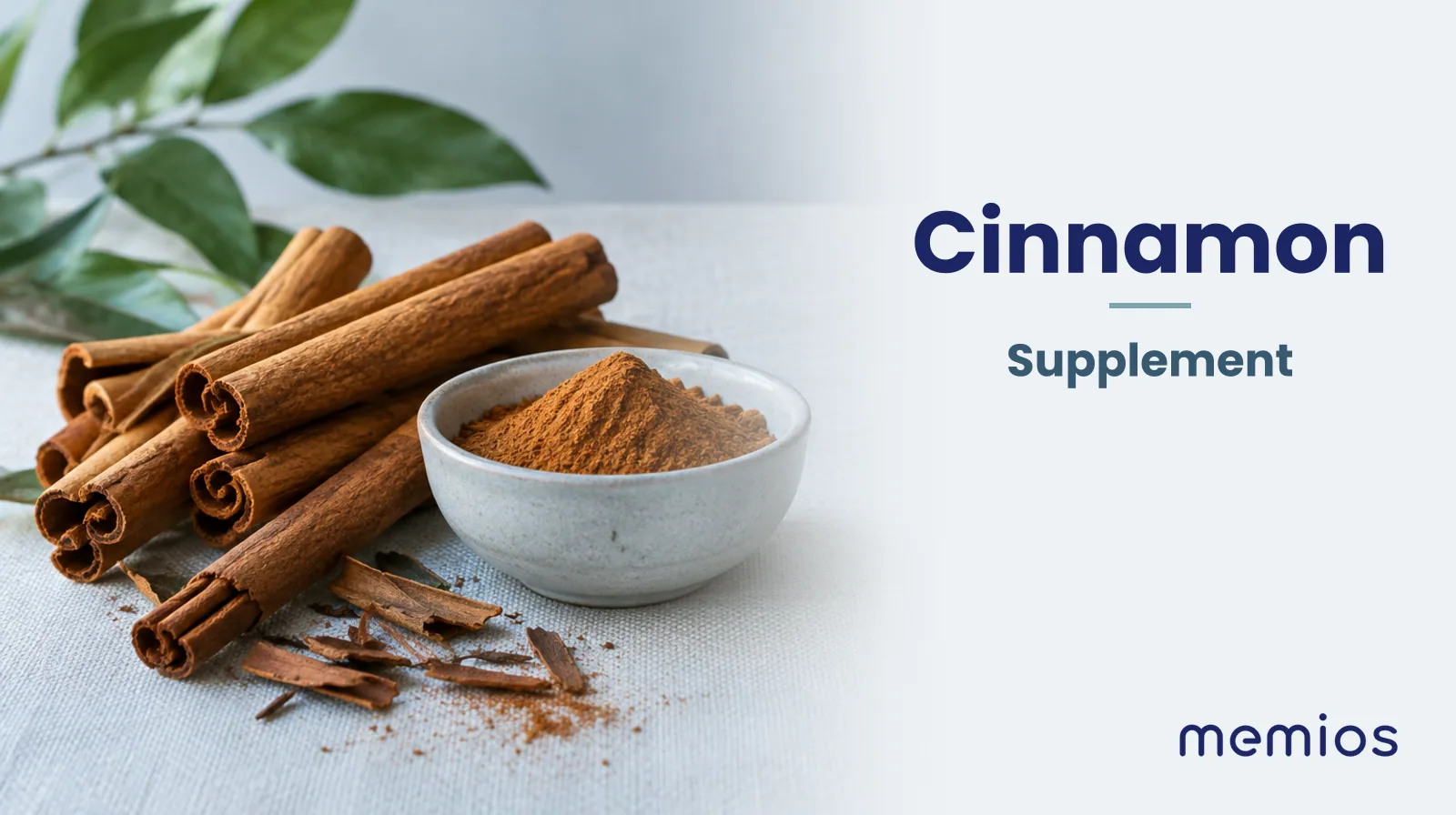 Photograph for Cinnamon: its natural source and a bowl of powder or capsules on pale linen.
