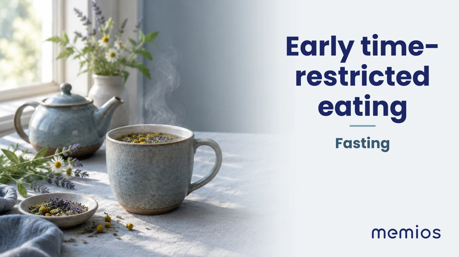 Photograph for Early time-restricted eating: a calm table with an empty plate and a glass of water in morning light.