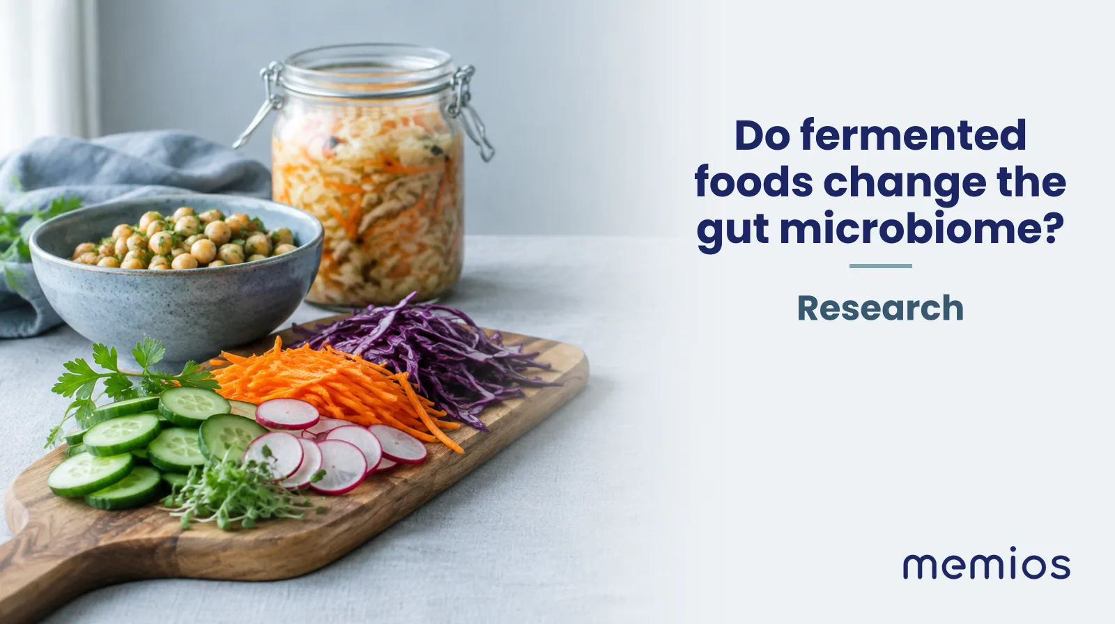 Photograph for Do fermented foods change the gut microbiome?: whole foods on pale linen.