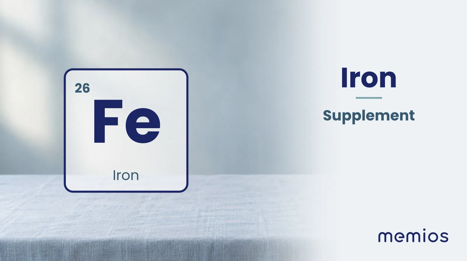 The chemical symbol Fe for Iron, drawn on pale linen.