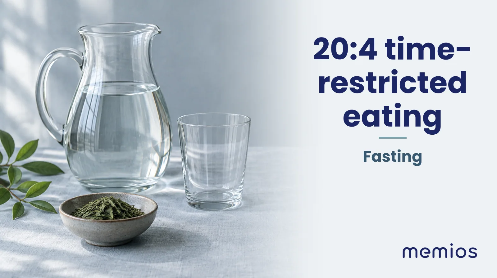 Photograph for 20:4 time-restricted eating: a calm table with an empty plate and a glass of water in morning light.